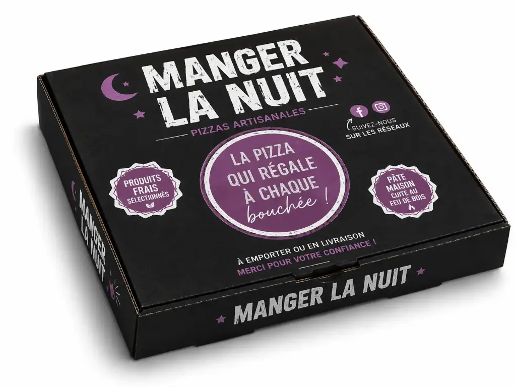 BOITE PIZZA "MANGER LA NUIT" 50CM X50