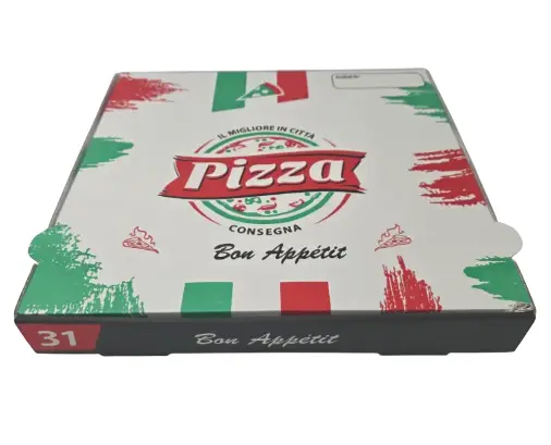 BOITE PIZZA BLANC/ROUGE/VERT 40CM X50PCS