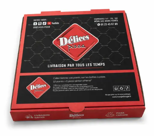 [ART-00534] BOITE PIZZA "DELICES PIZZA" 40CM X50PCS
